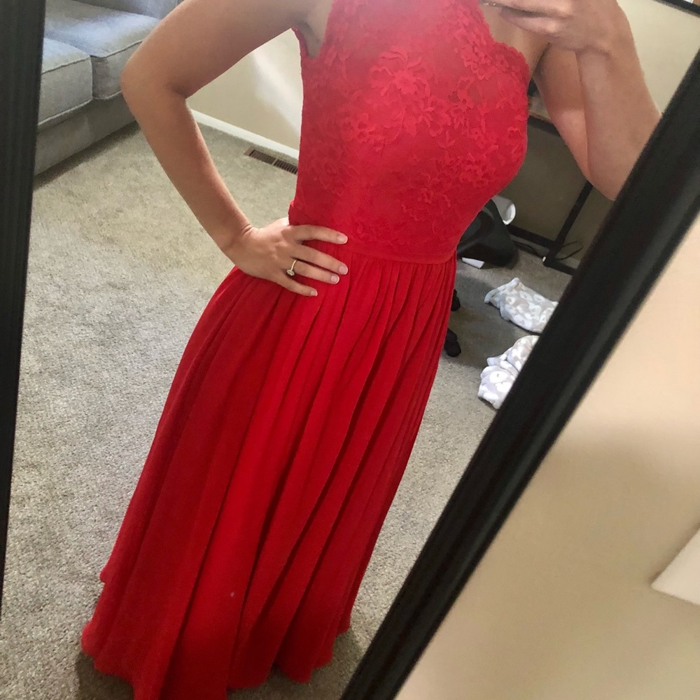 JJs House Red Dress Size 8 (Altered & Hemmed)